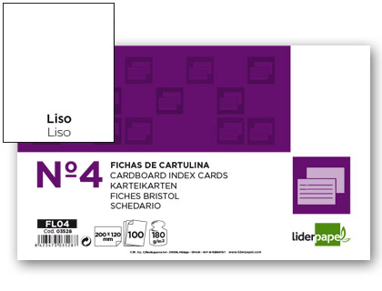 100 fichas Liderpapel lisas nº4 125x200mm.